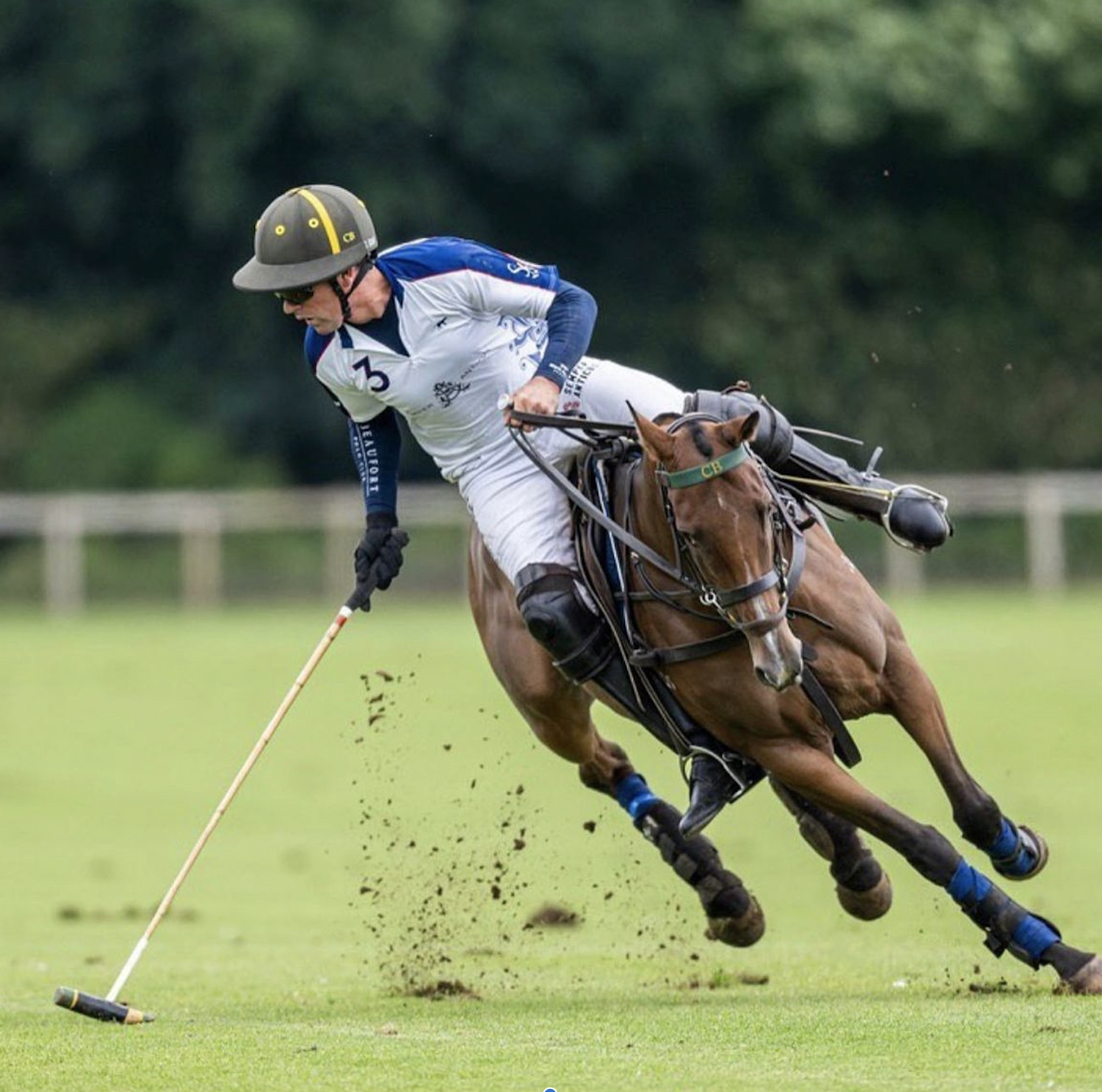 Jonny Coddington, co-owner of Coddington Bracewell, playing polo on a homebred CB pony, showcasing skill, partnership, and elite polo breeding in action.